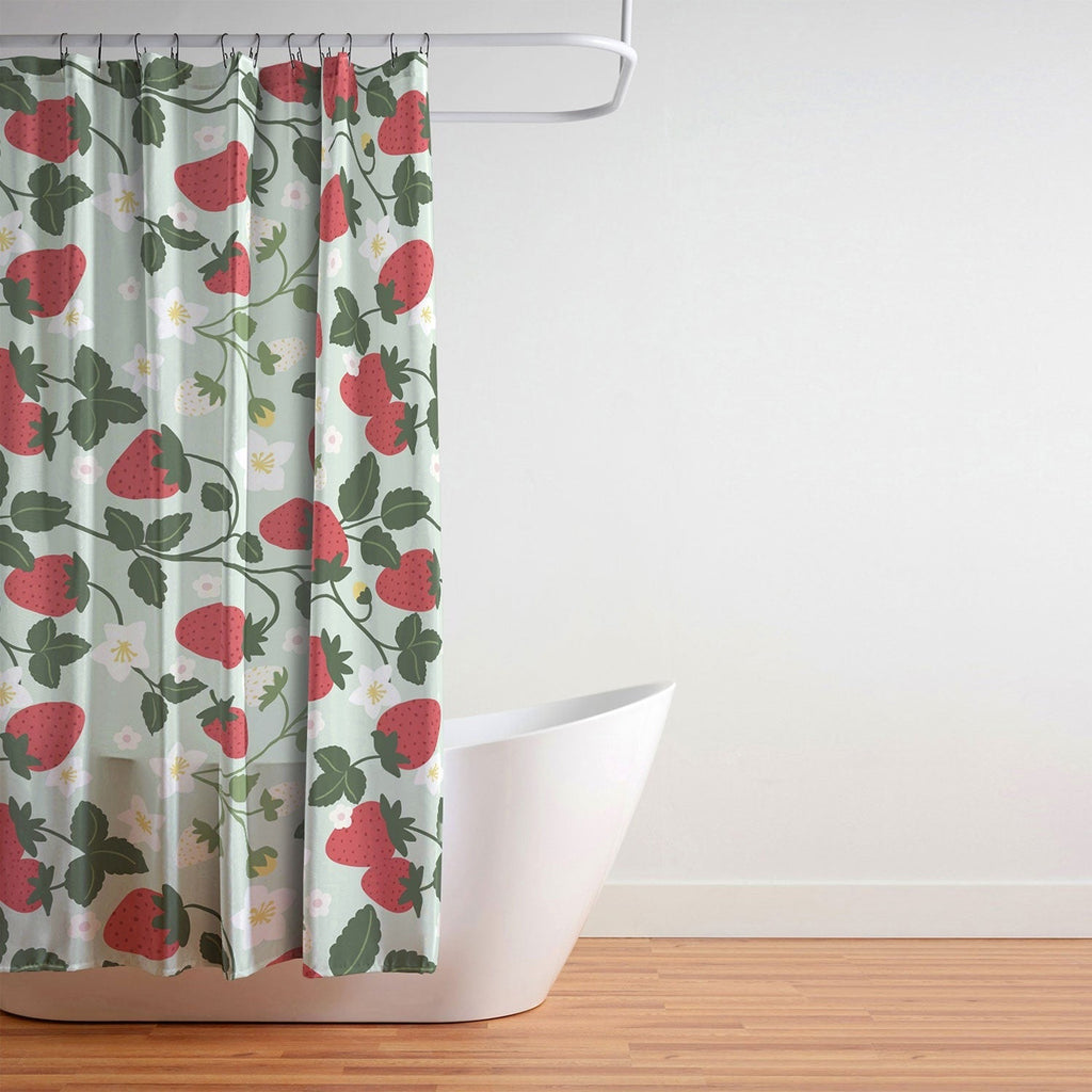 Design by Spark Strawberry Florals Fields Shower Curtain