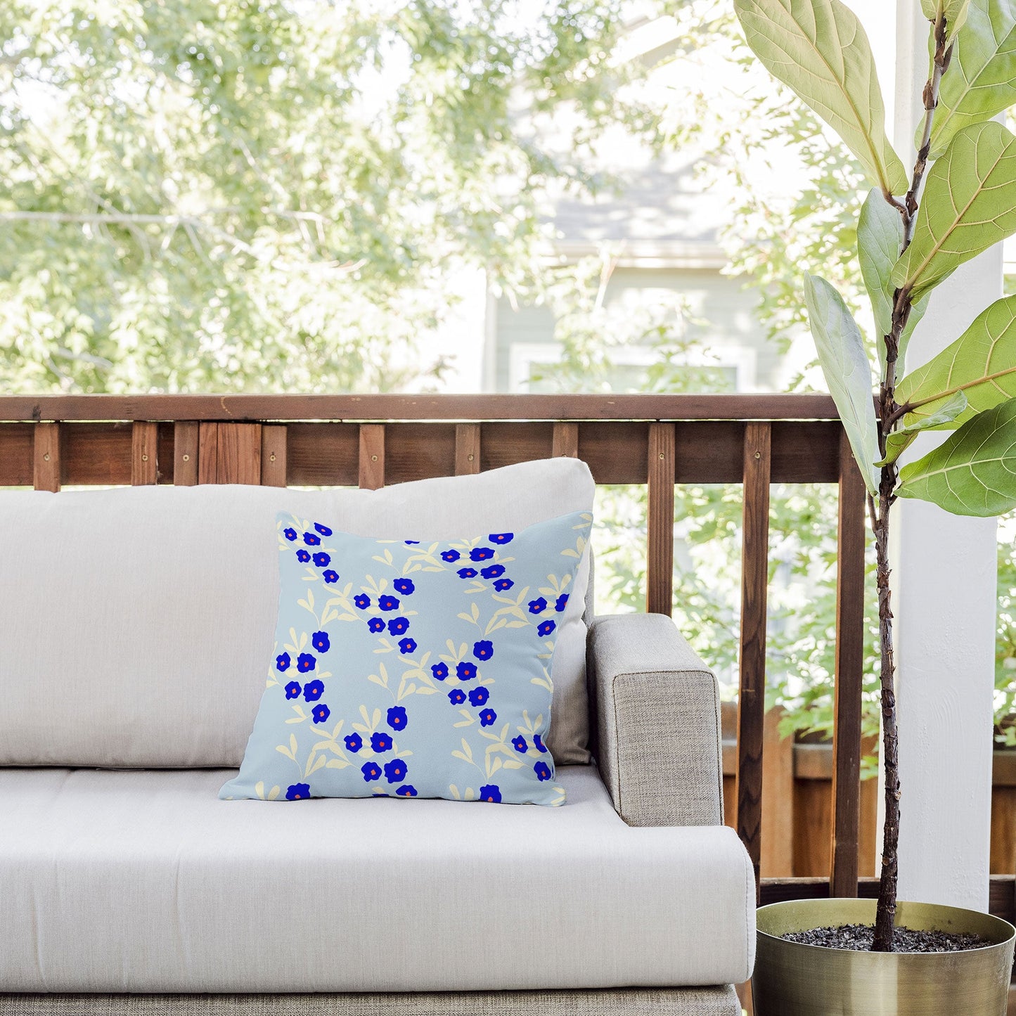 Morgan Kendall blue bells Outdoor Throw Pillow