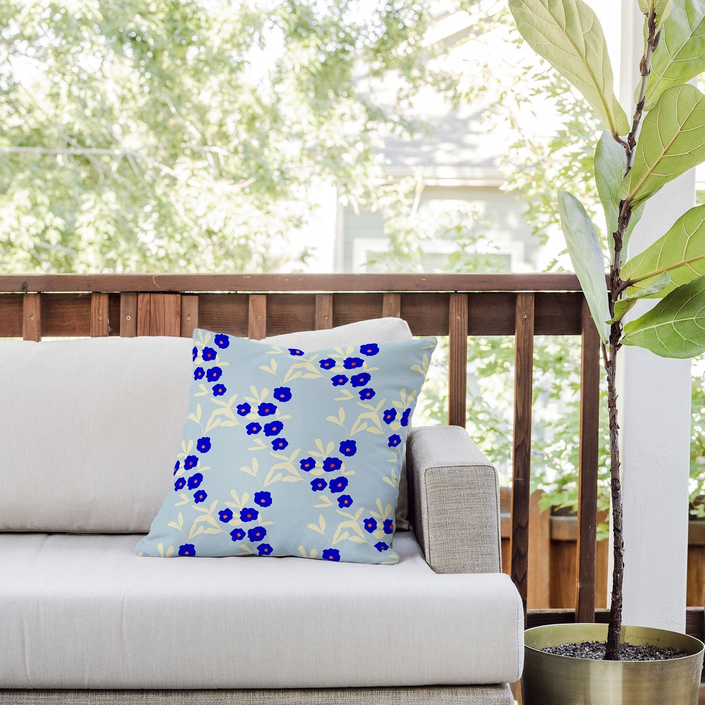 Morgan Kendall blue bells Outdoor Throw Pillow
