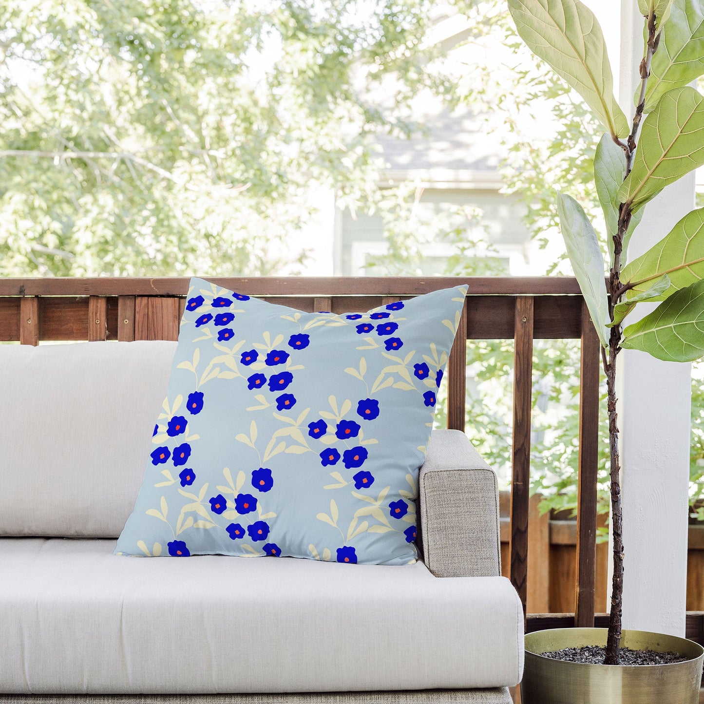 Morgan Kendall blue bells Outdoor Throw Pillow