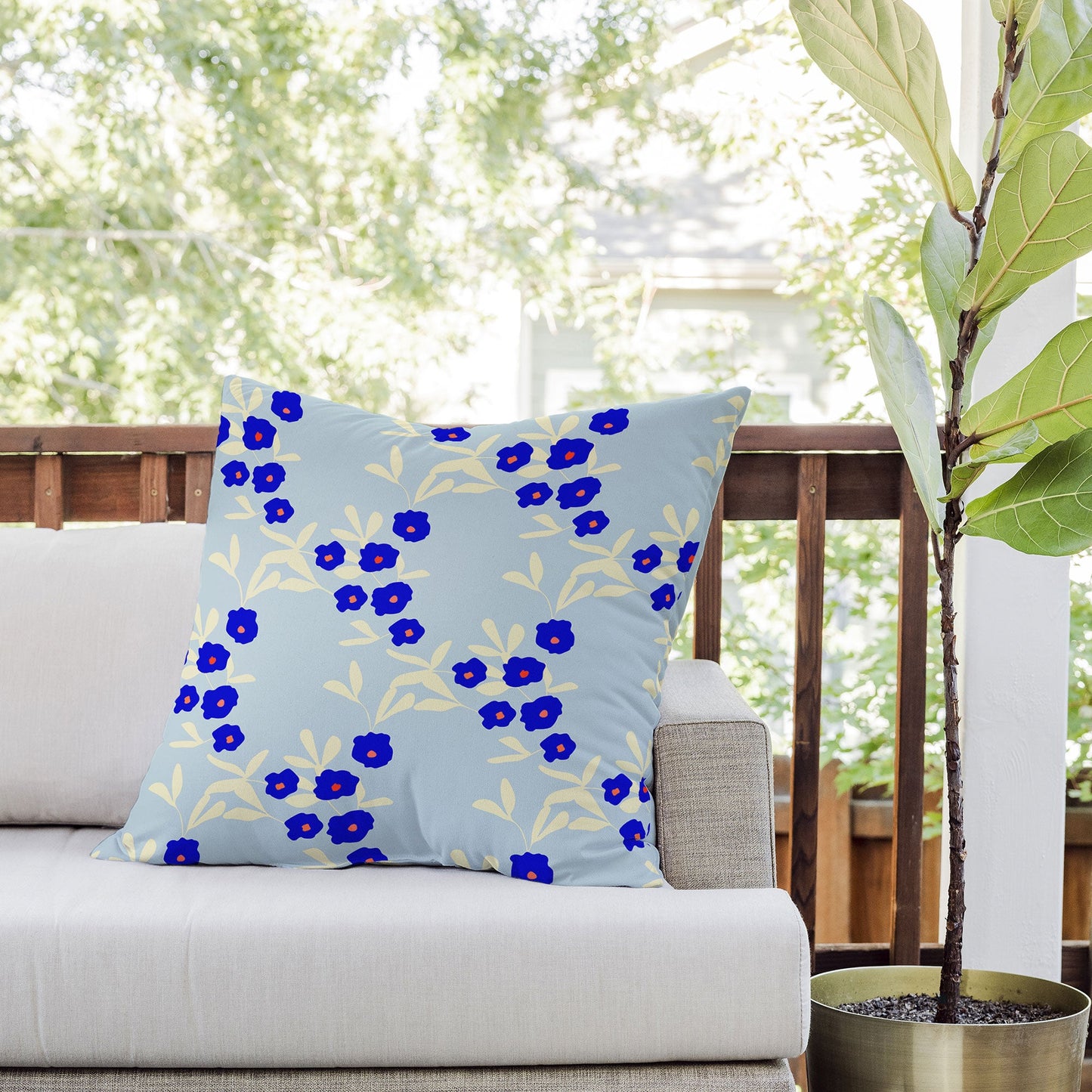 Morgan Kendall blue bells Outdoor Throw Pillow