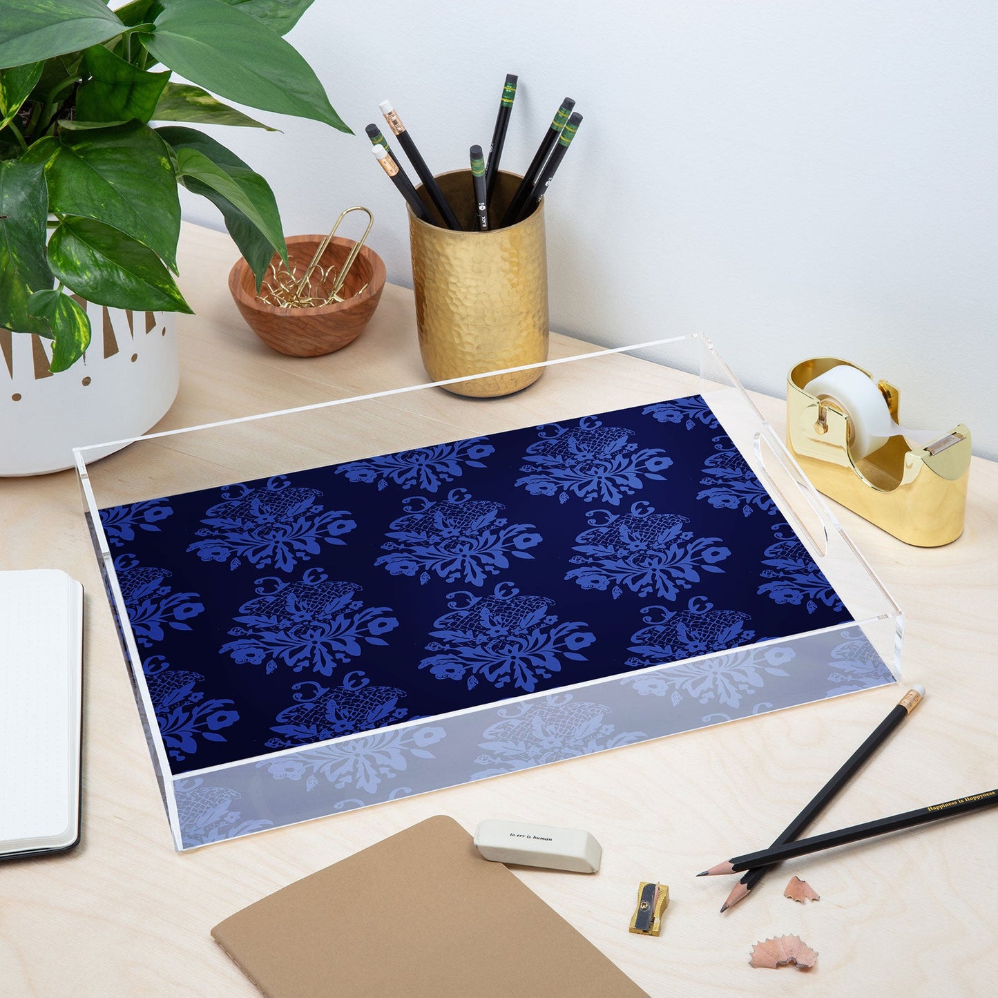 Morgan Kendall blue lace Acrylic Tray