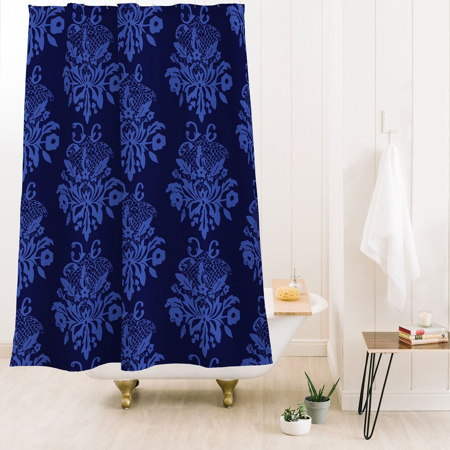 Morgan Kendall blue lace Shower Curtain