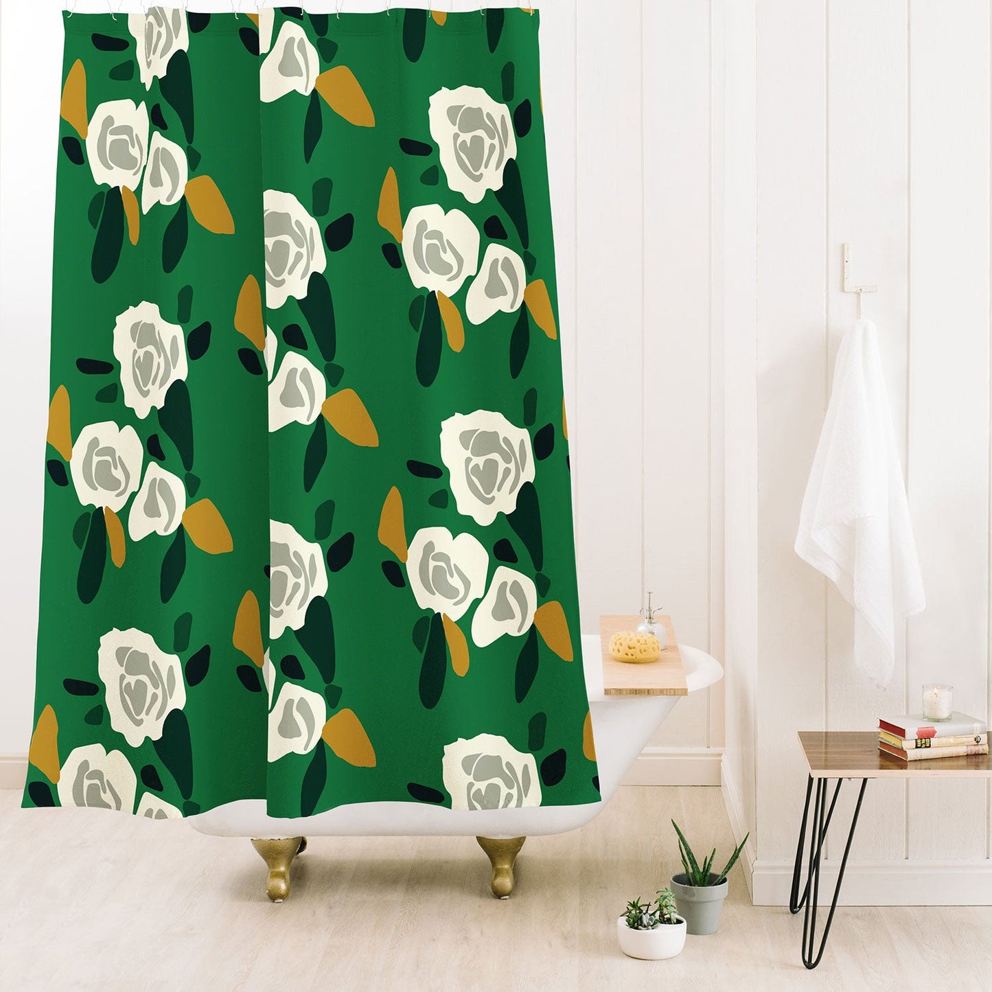 Morgan Kendall green spring Shower Curtain