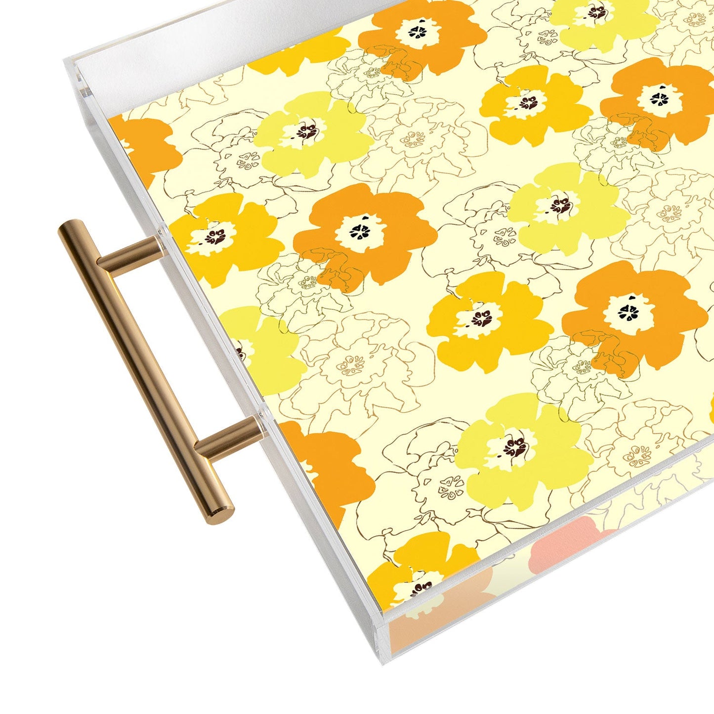 Morgan Kendall yellow flower power Acrylic Tray