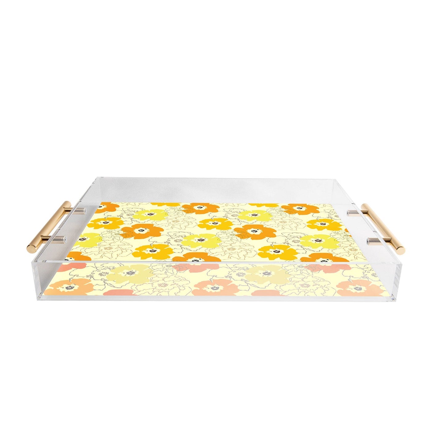Morgan Kendall yellow flower power Acrylic Tray