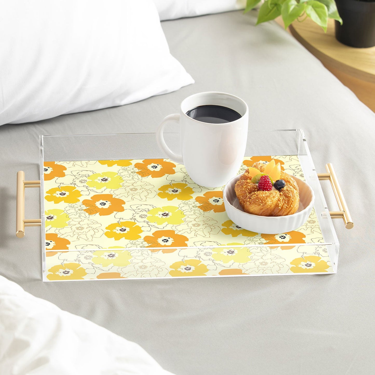 Morgan Kendall yellow flower power Acrylic Tray