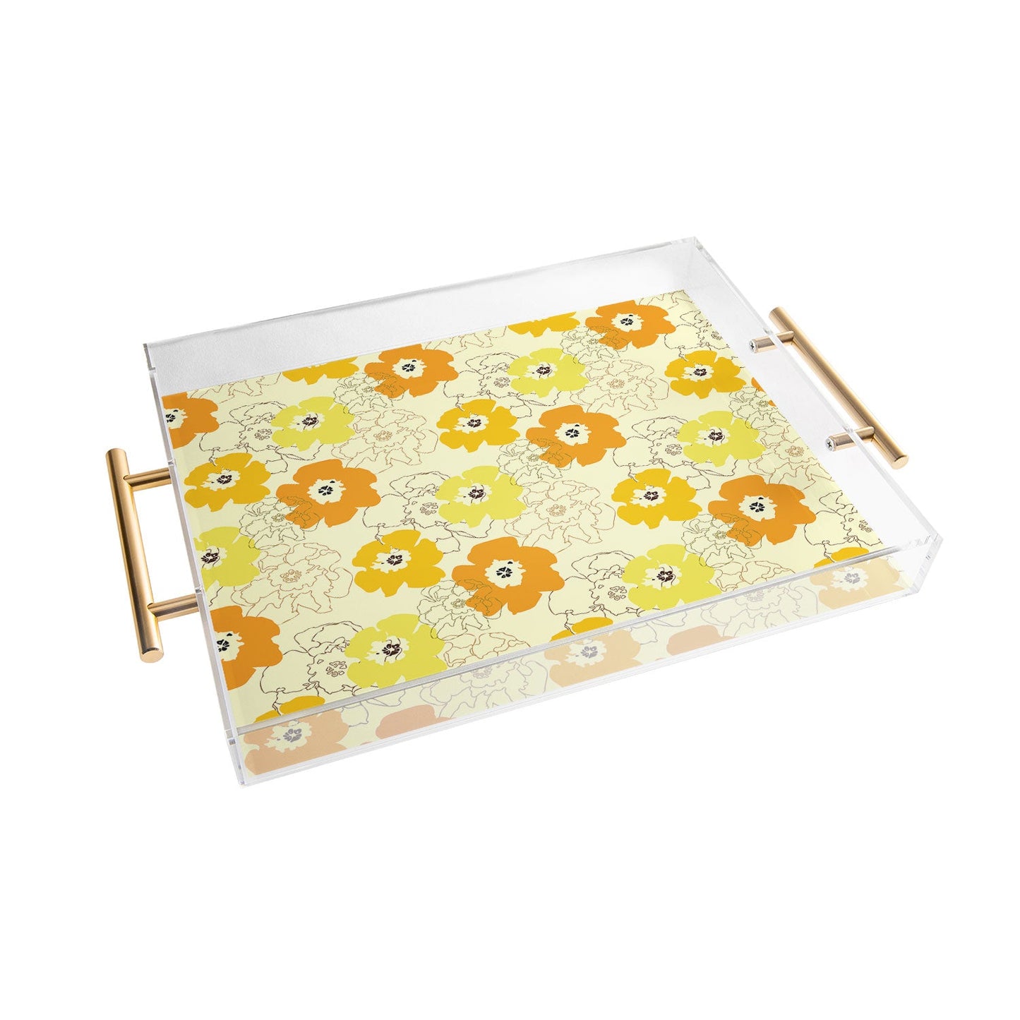 Morgan Kendall yellow flower power Acrylic Tray