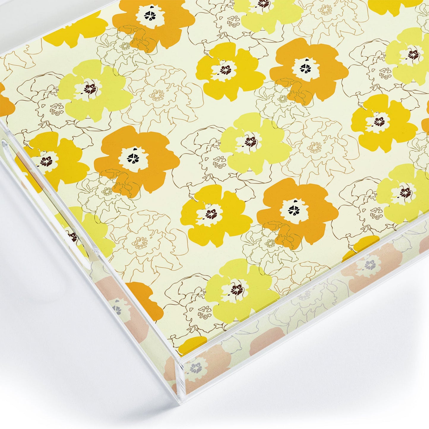 Morgan Kendall yellow flower power Acrylic Tray