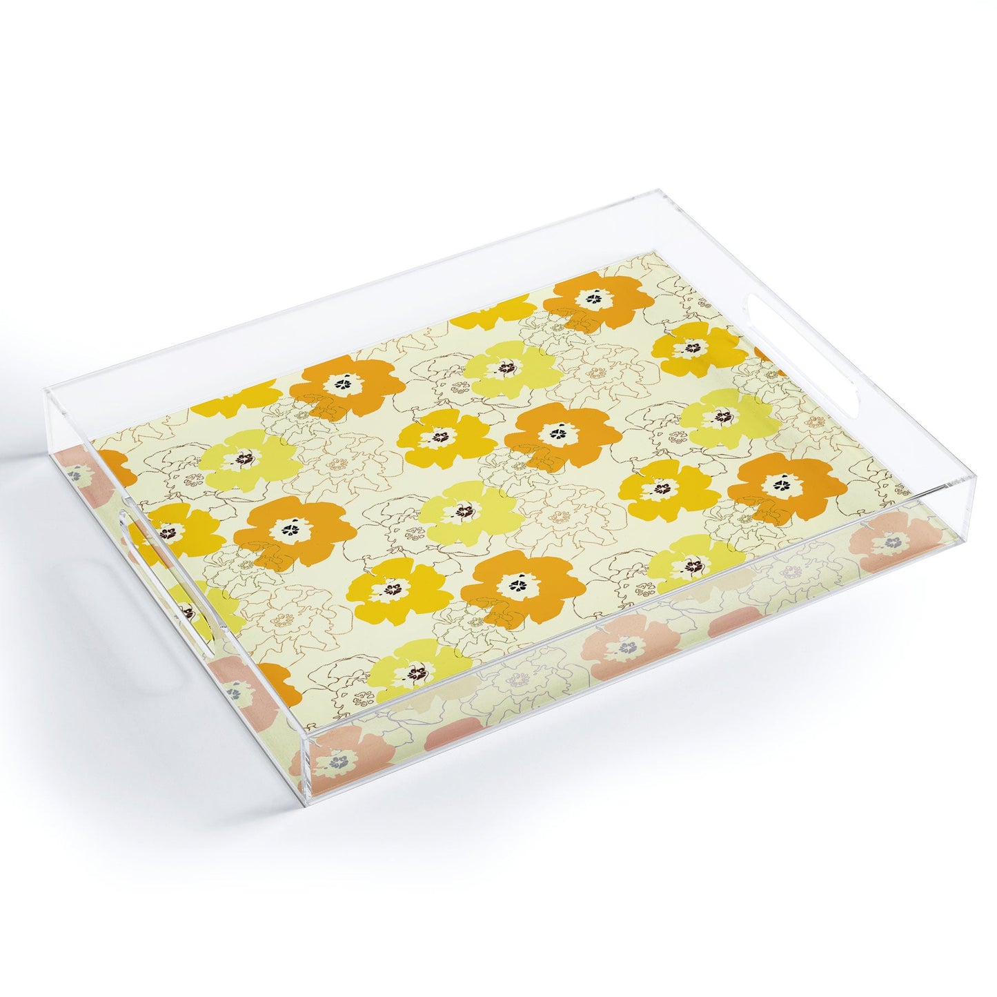 Morgan Kendall yellow flower power Acrylic Tray