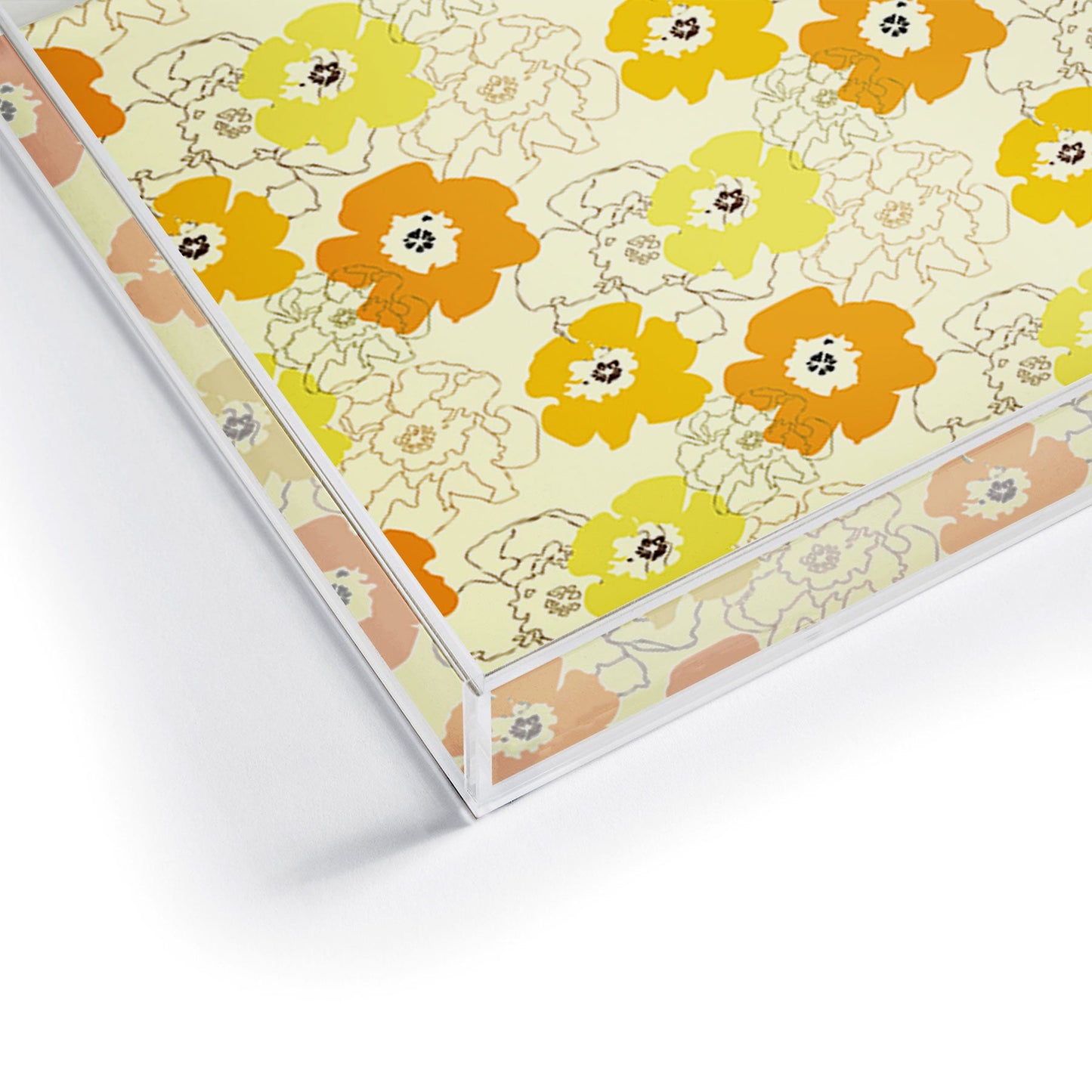 Morgan Kendall yellow flower power Acrylic Tray