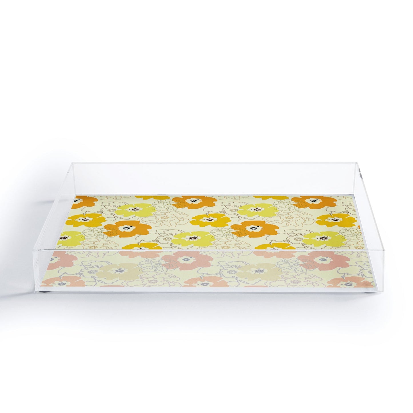 Morgan Kendall yellow flower power Acrylic Tray