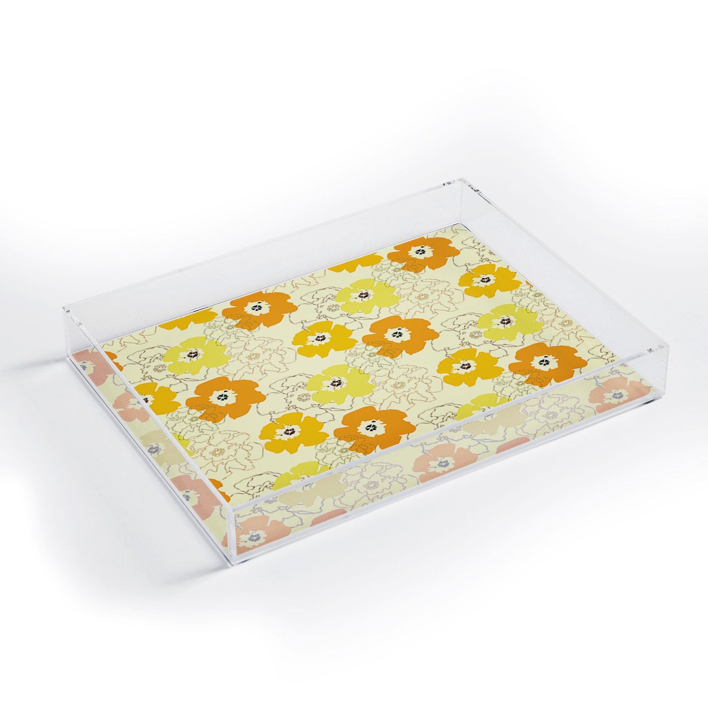 Morgan Kendall yellow flower power Acrylic Tray