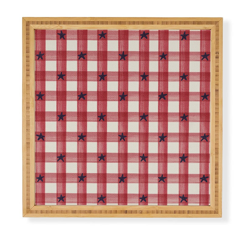 DENY Designs Red Gingham plus Stars Framed Wall Art