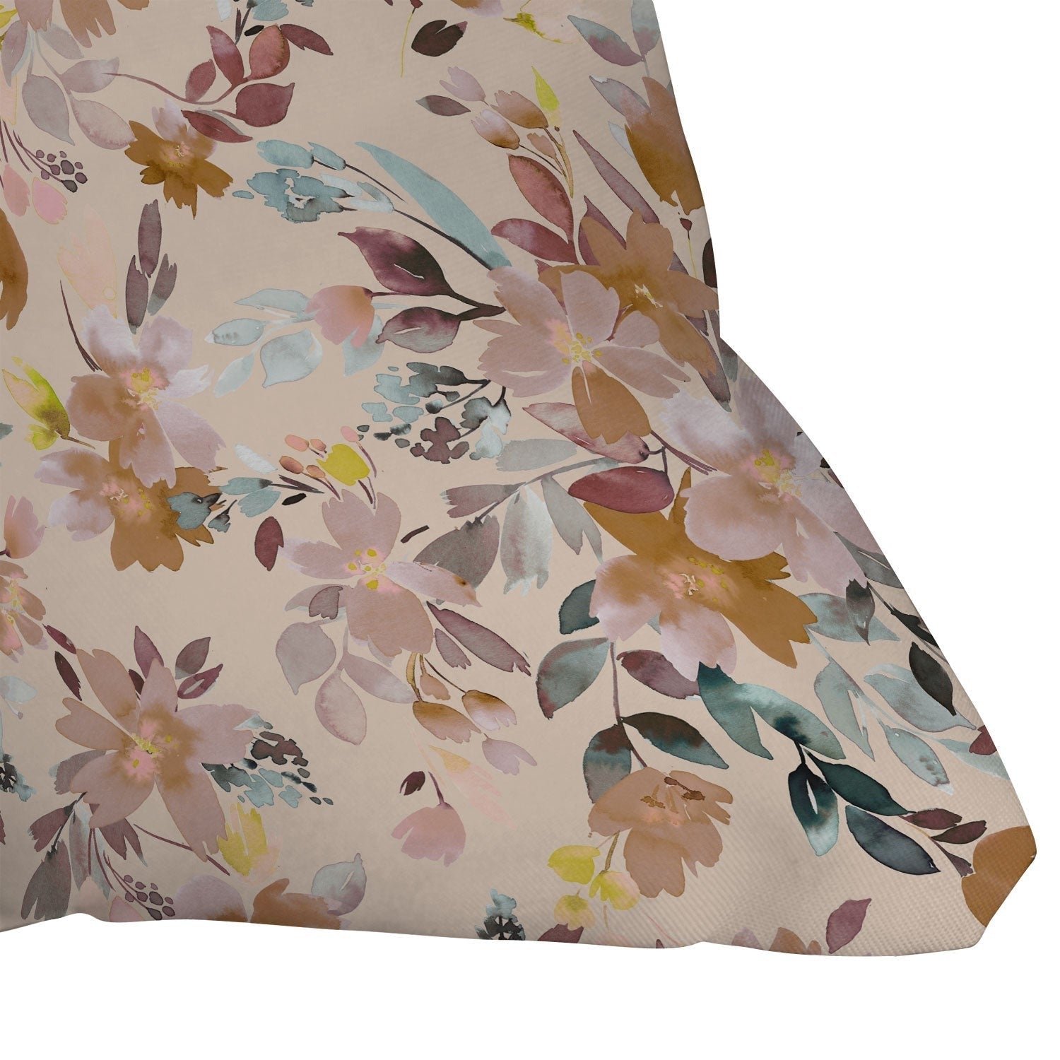 Ninola Design Botanic Retreat Floral Oleander Whimsical Soft Pink Outdoor Throw Pillow