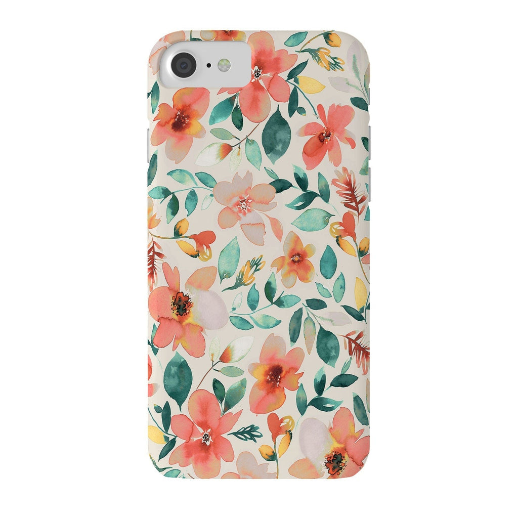 Ninola Design Botanic Retreat Tropical Whimsical Flowers Coral Green Phone Case