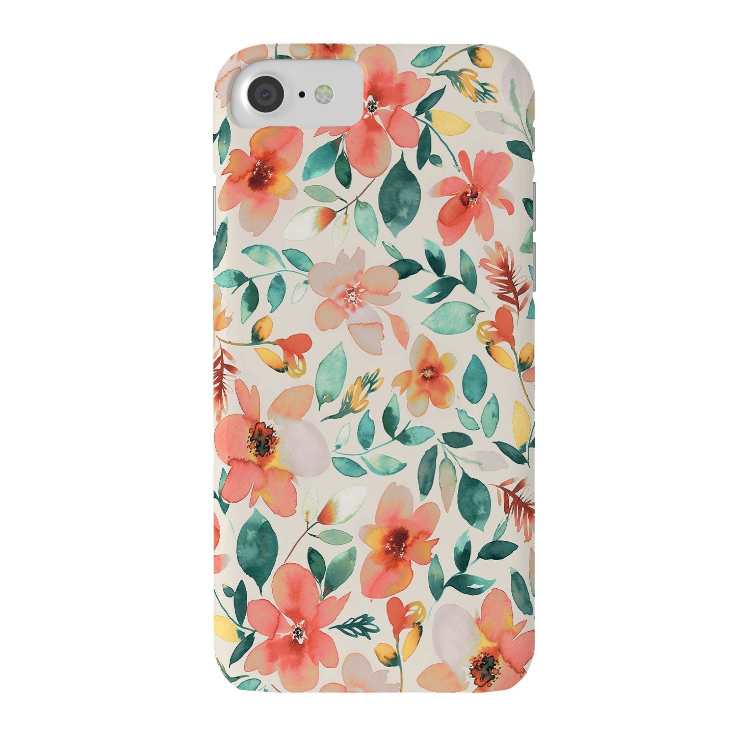 Ninola Design Botanic Retreat Tropical Whimsical Flowers Coral Green Phone Case