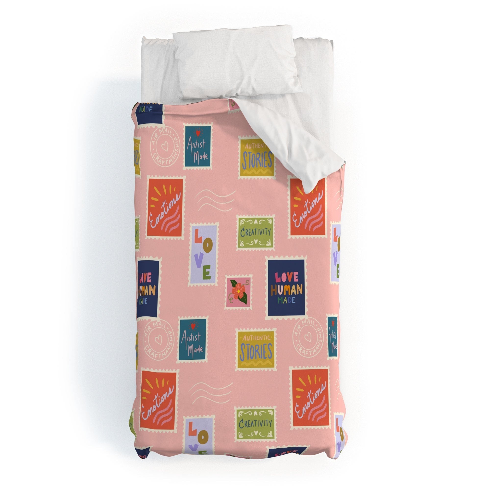 Design by Spark Love Human Made Stamps Duvet Cover