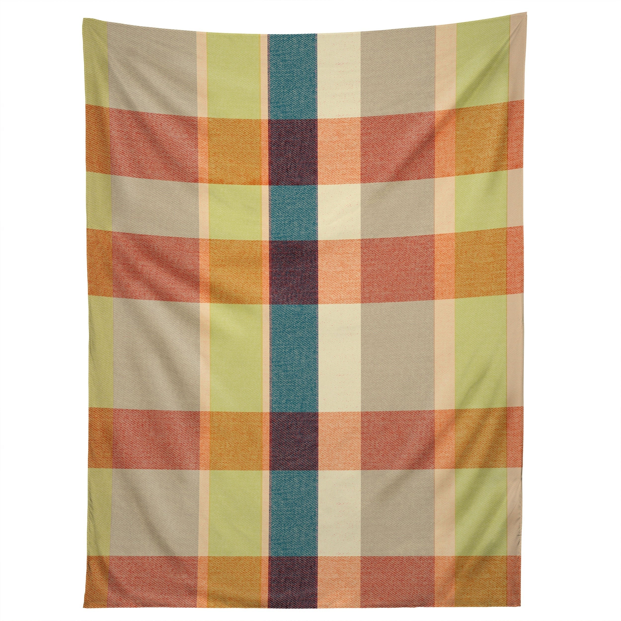 Marta Barragan Camarasa Retro Picnic Plaid Warm Tones Tapestry