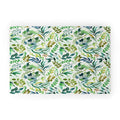 Ninola Design Botanic Retreat Loose Botanical Leaves Watercolor Green Welcome Mat