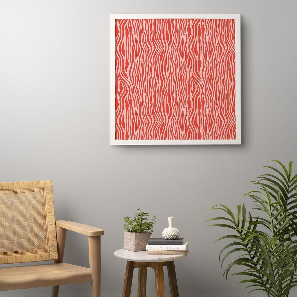 Avenie BR Red Zebra Stripe Framed Wall Art