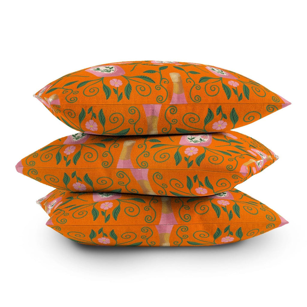 Design by Spark Rose Bubbly And Florals Outdoor Throw Pillow