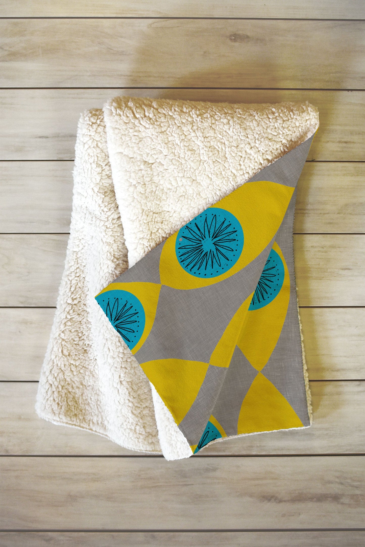 Mummysam Blue And Yellow Flower Fleece Throw Blanket
