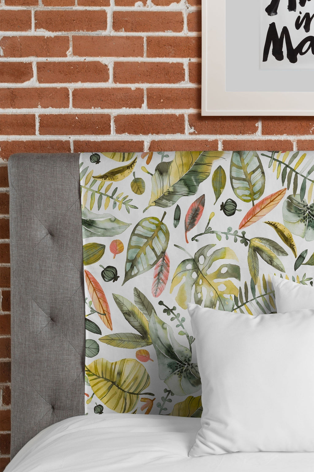Ninola Design Botanic Retreat Tropical Jungle Leaves Botanical Green Orange Tapestry