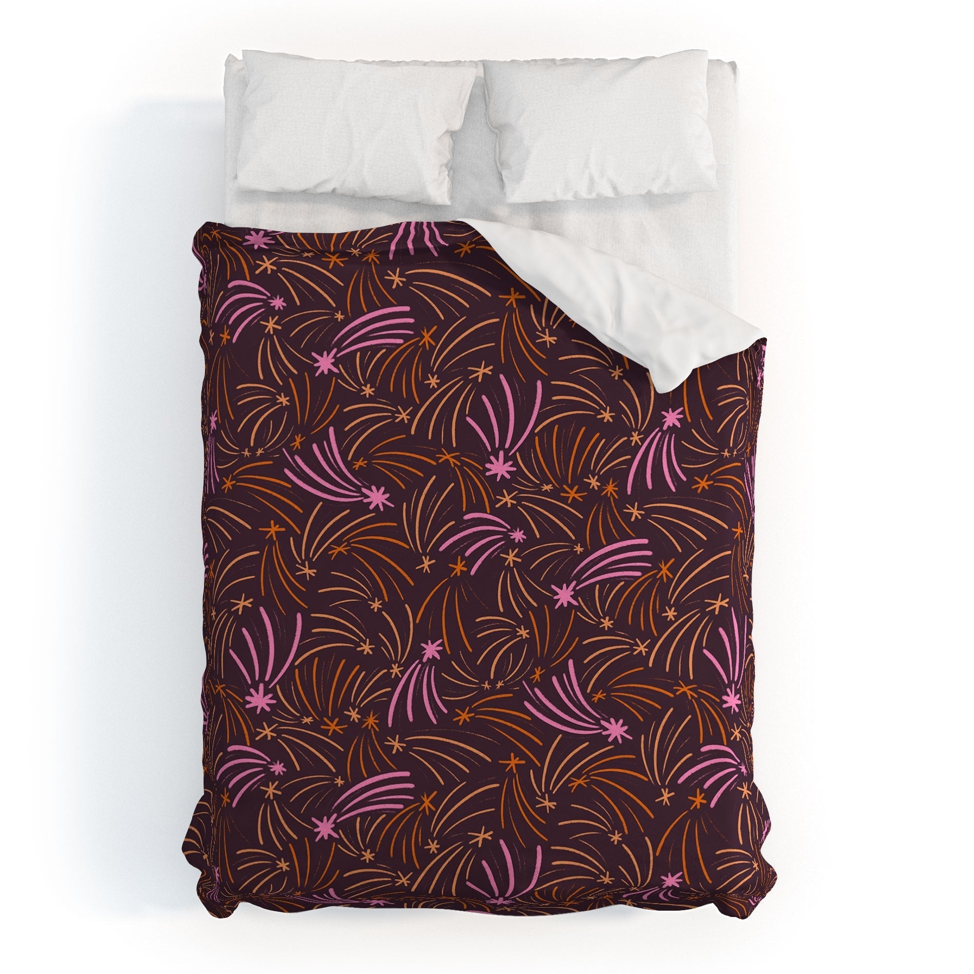 Little Om Pattern Shooting Stars plum Duvet Cover