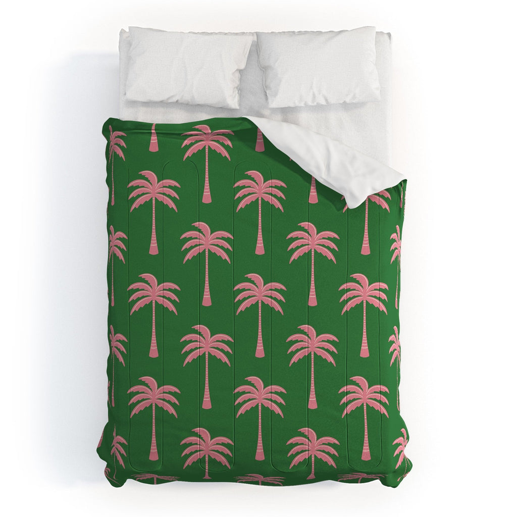 Design by Spark Pink Palm Tree Oasis Comforter