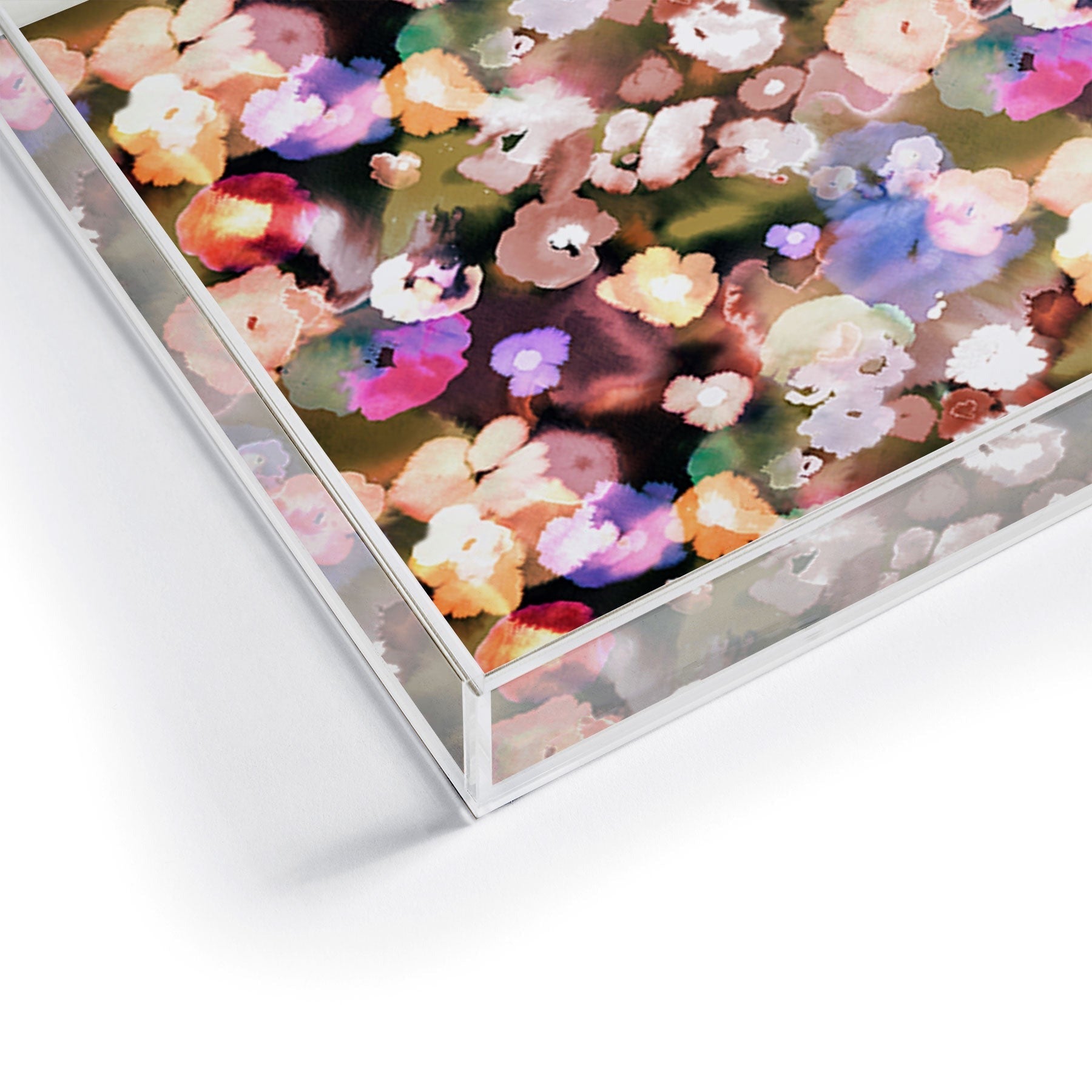 Ninola Design Botanic Retreat Ombre Abstract Watercolor Flowers Pink gold Acrylic Tray