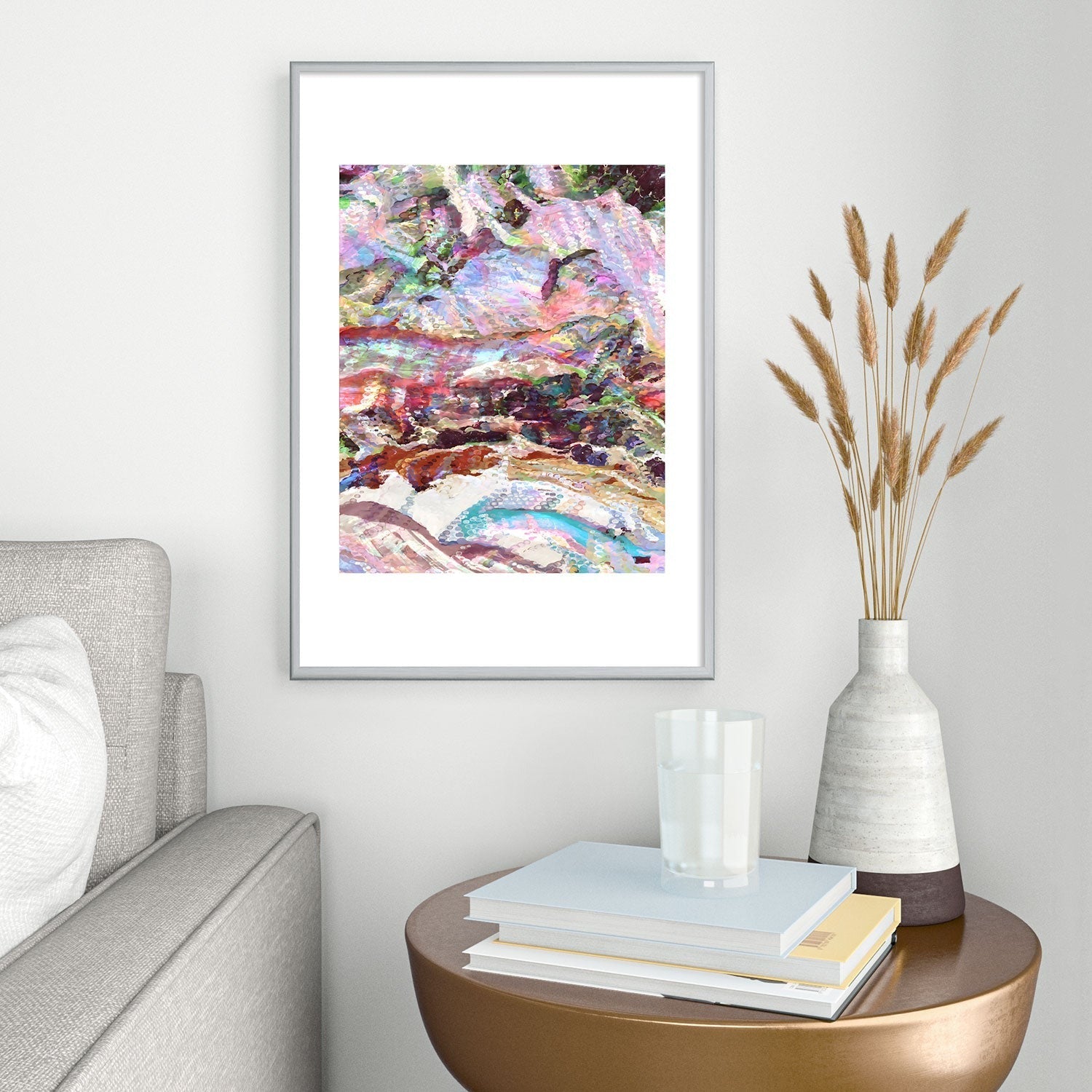 83 Oranges Sequin Haze Metal Framed Art Print