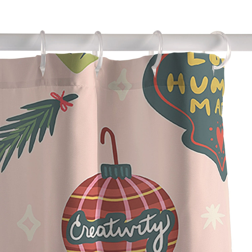 Design by Spark Love Human Made Christmas Ornaments Shower Curtain