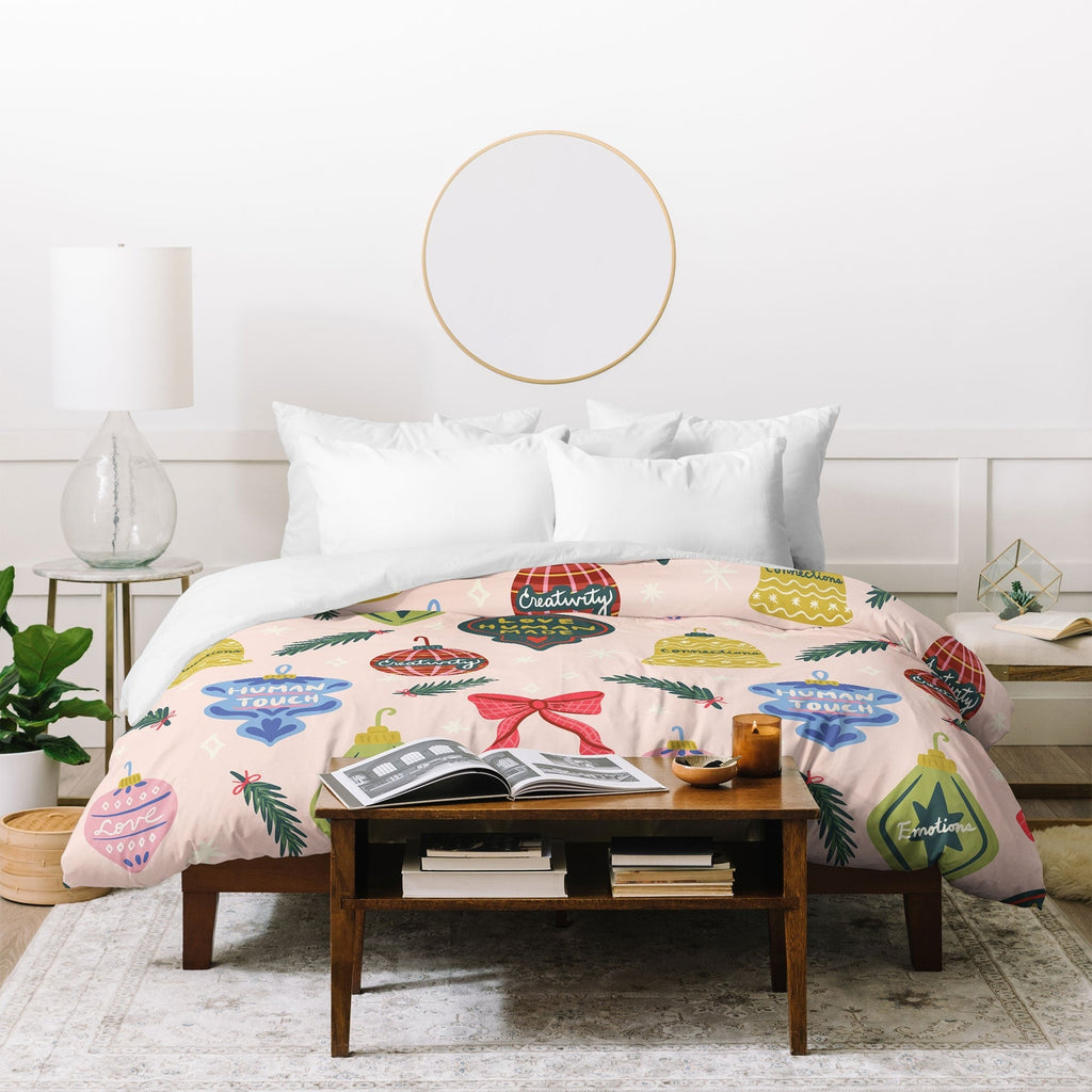 Design by Spark Love Human Made Christmas Ornaments Duvet Cover