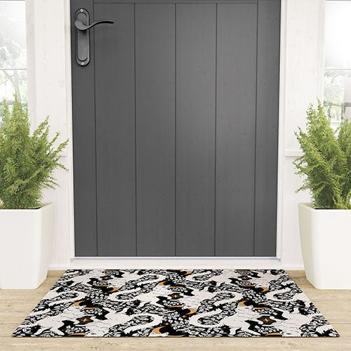 Avenie Celestial Cats Gold Welcome Mat