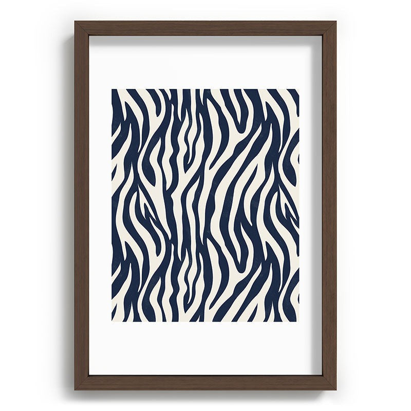 Avenie BR Navy Tiger Stripes Recessed Framing Rectangle