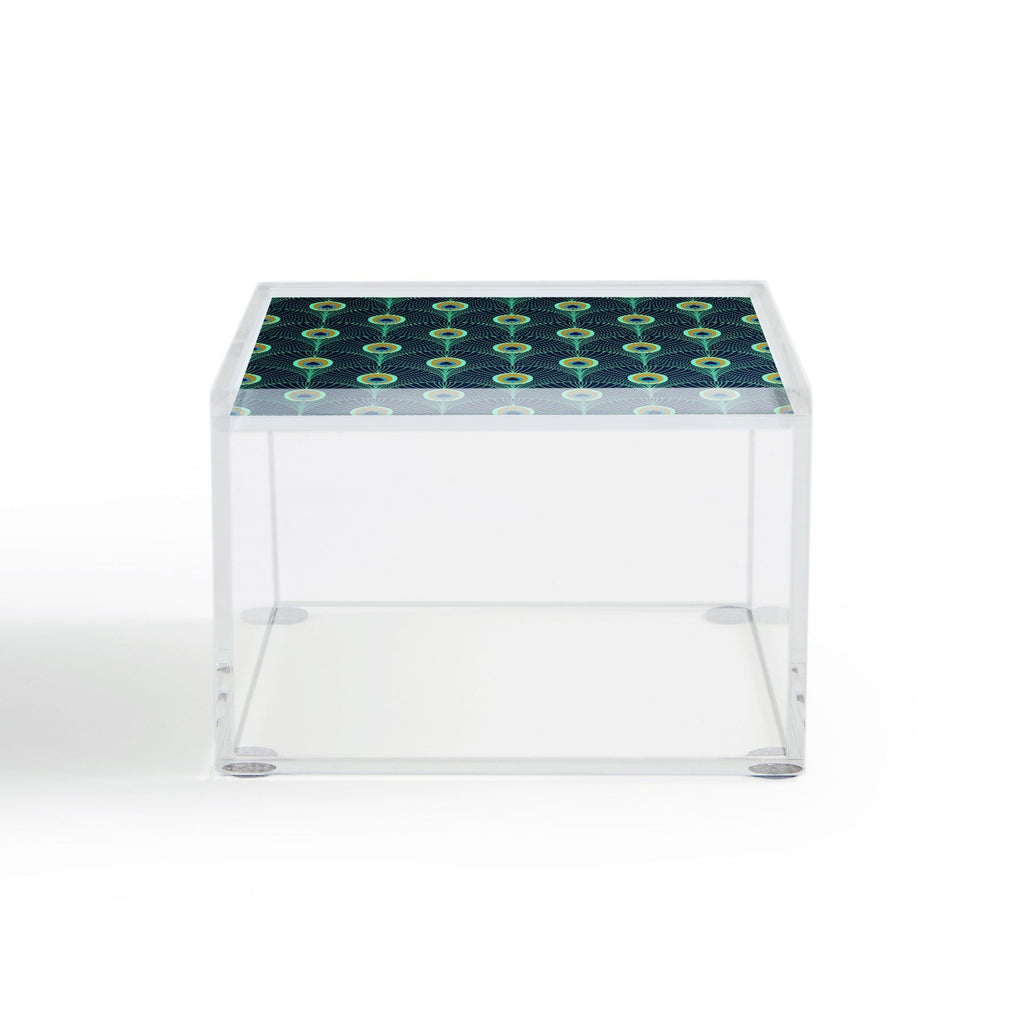 Design by Spark Peacock Deco Feathers Acrylic Box