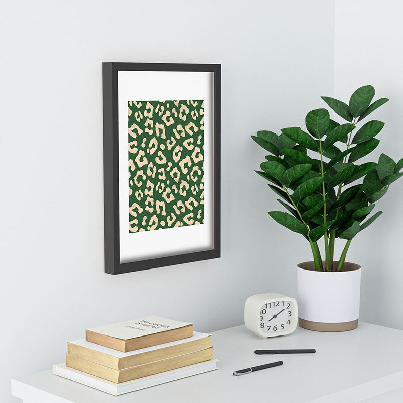Avenie BR Cheetah Print In Green Recessed Framing Rectangle