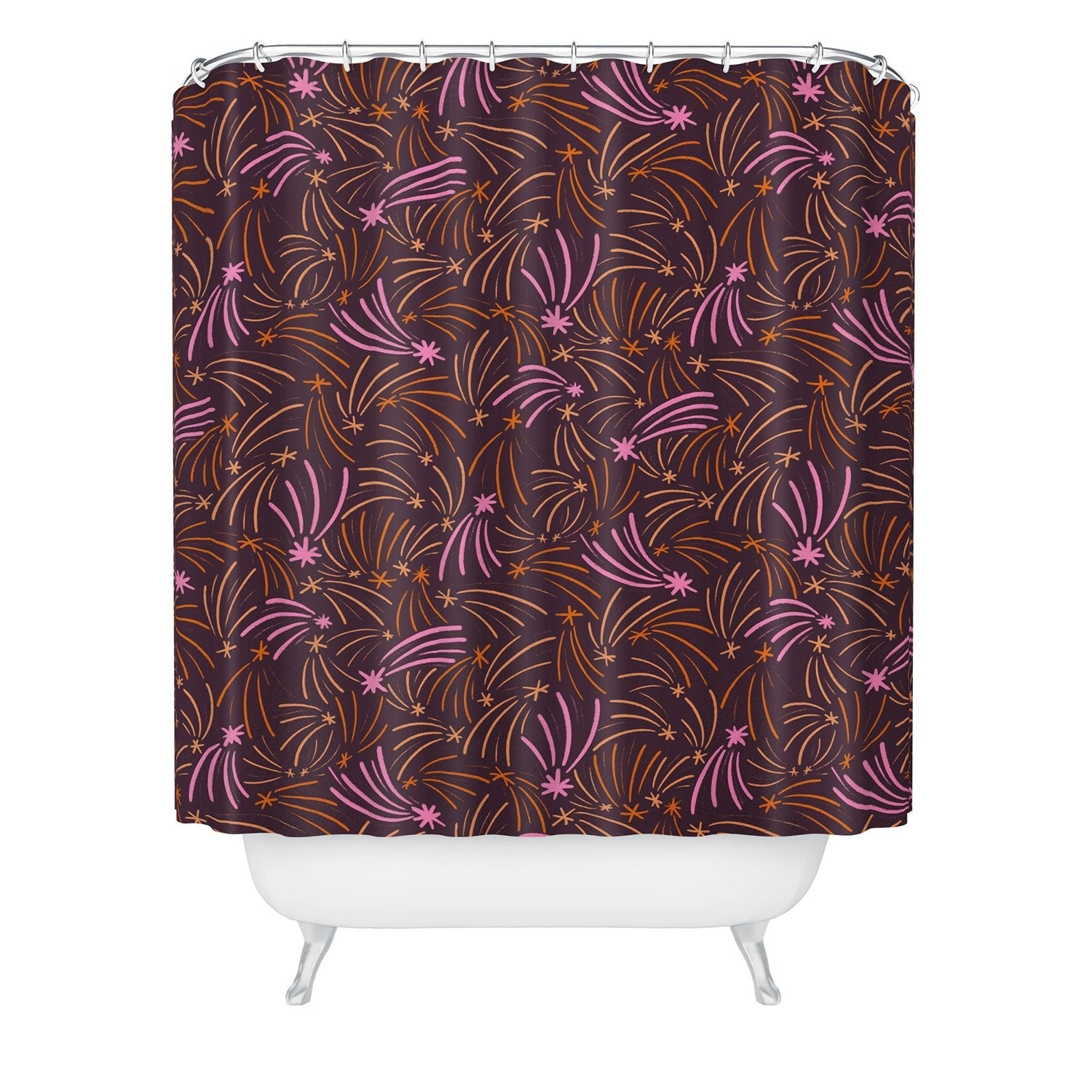 Little Om Pattern Shooting Stars plum Shower Curtain