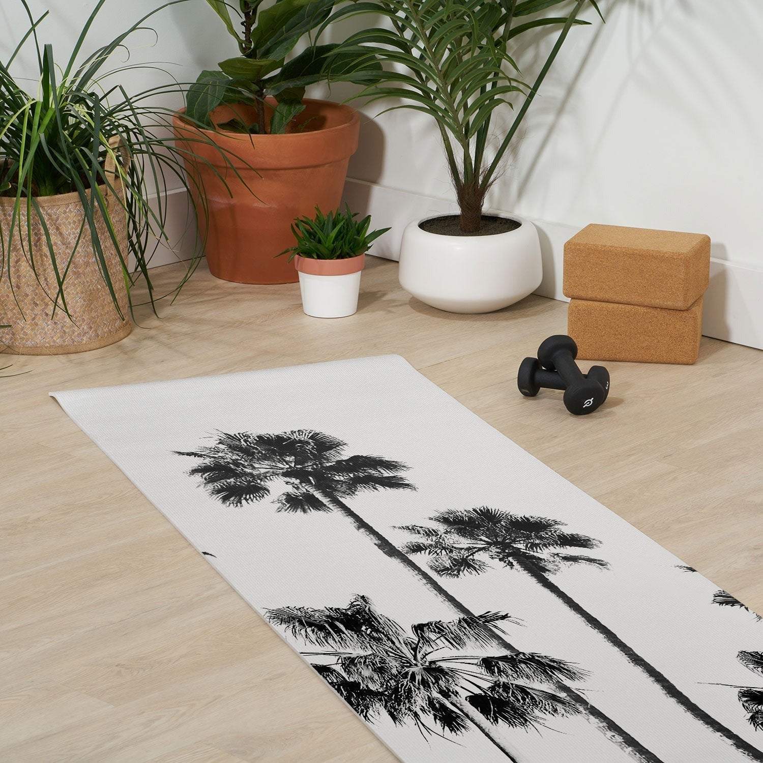 Gal Design Black And White Palms Yoga Mat