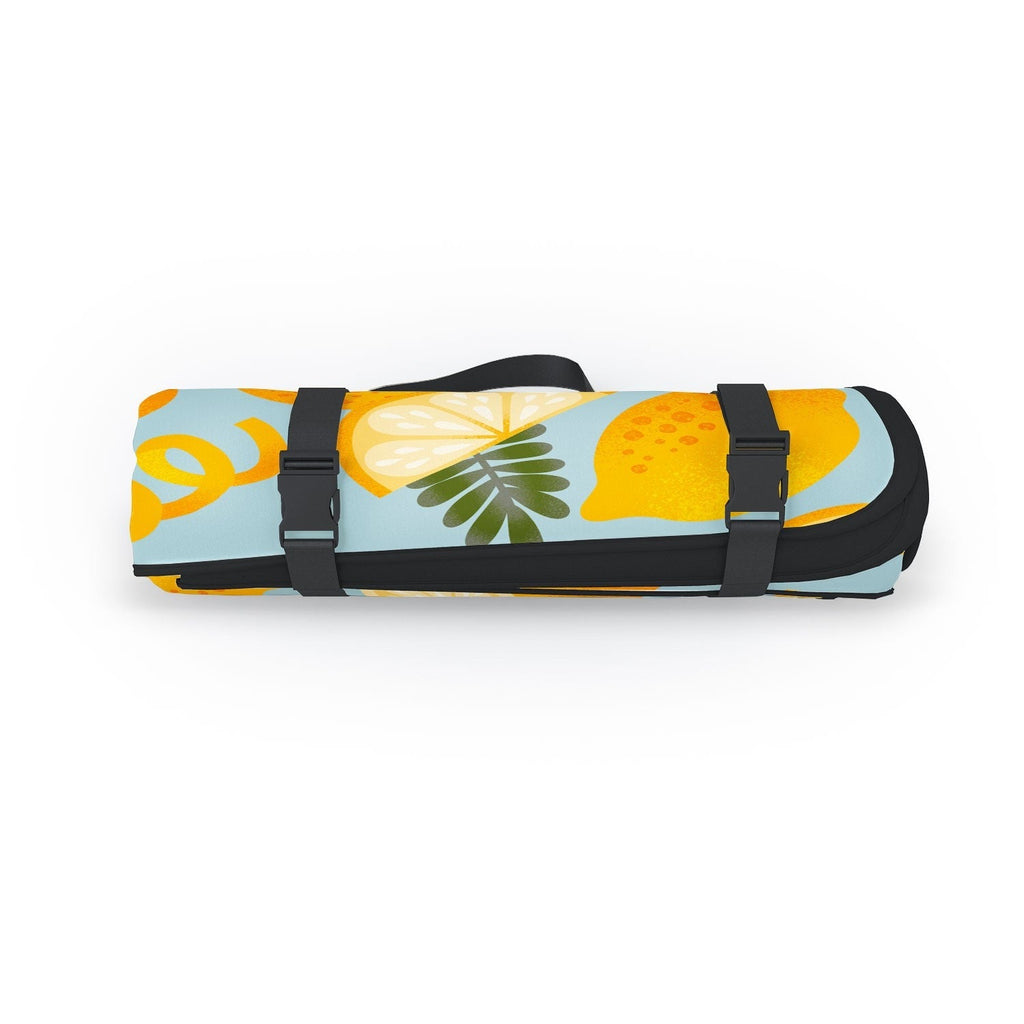 Jessica Molina Lemon Pattern on Sky Blue Picnic Blanket