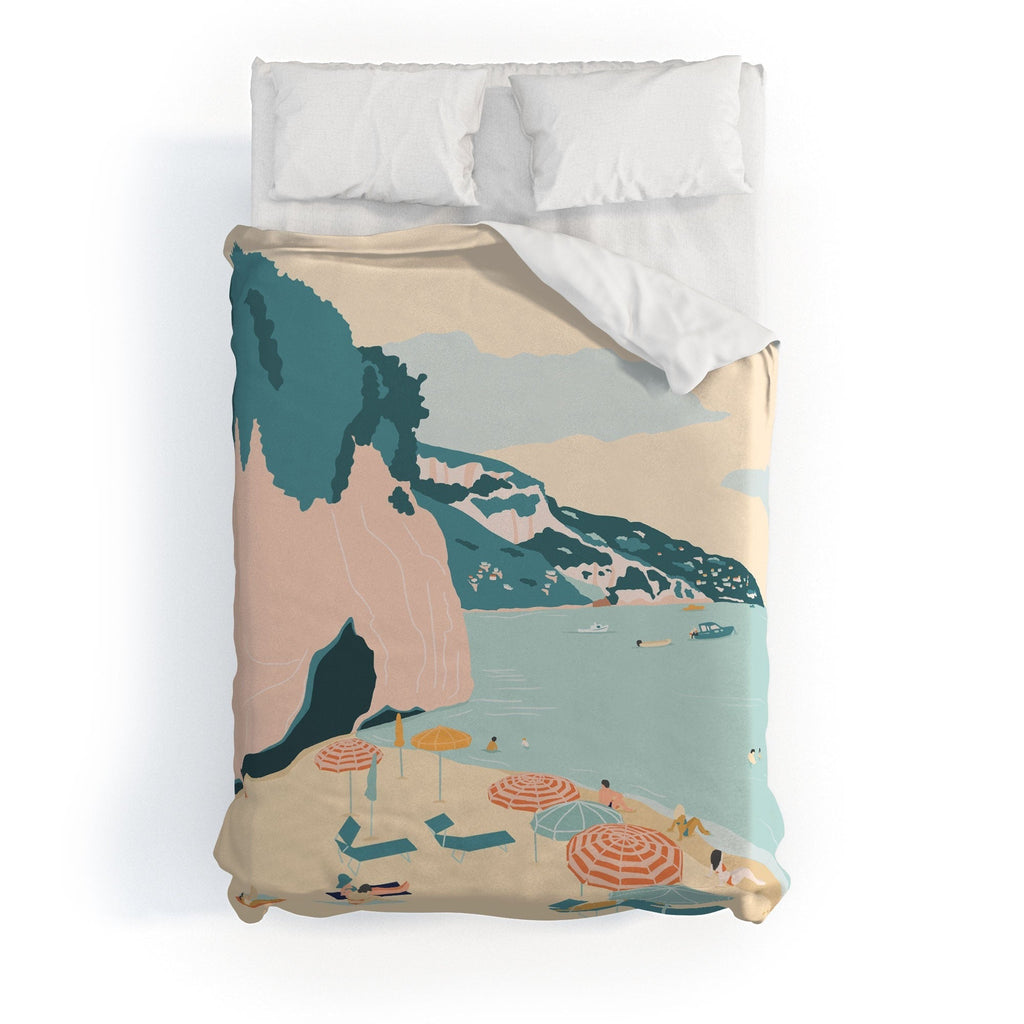 Valeria Frustaci Beach of Positano in Italy Duvet Cover