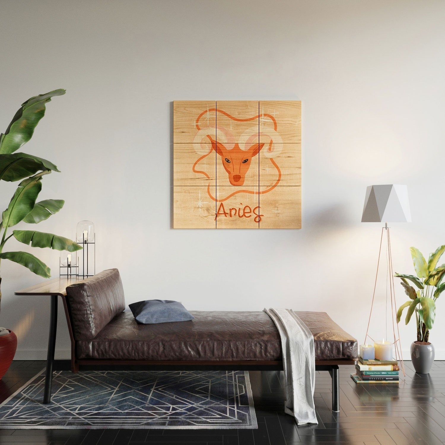 Little Om Zodiac Signs Aries Wood Wall Mural