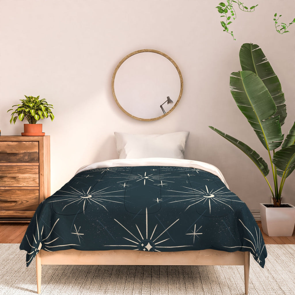 Little Om Pattern Little Moon navy Comforter