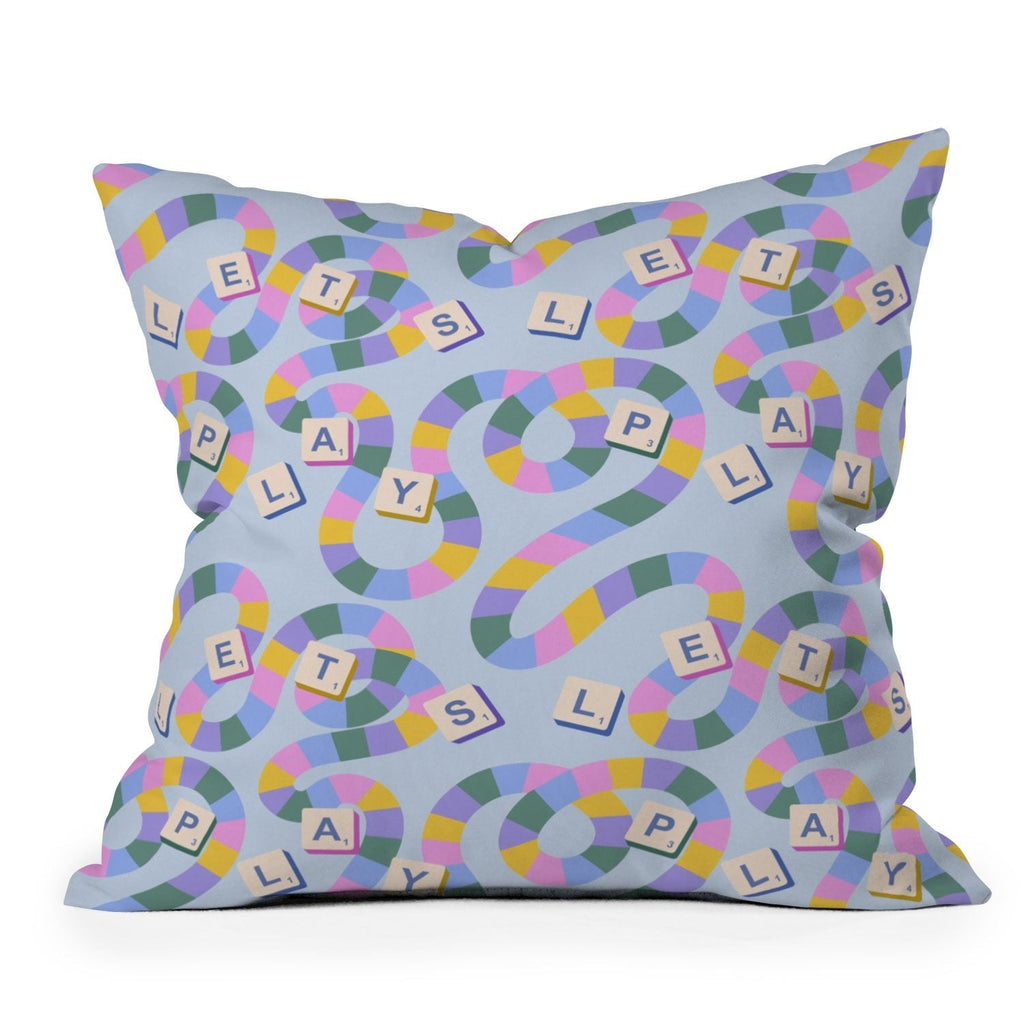 Design by Spark Scrabble Board Game Night Outdoor Throw Pillow