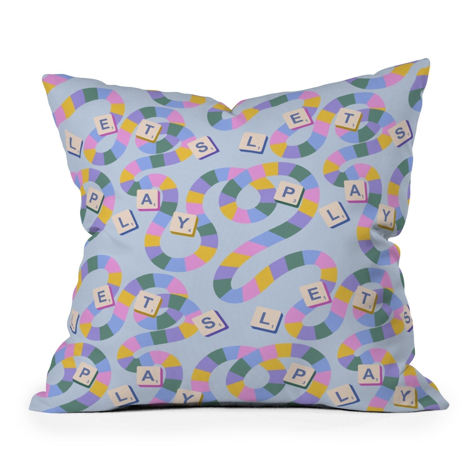 Design by Spark Scrabble Board Game Night Outdoor Throw Pillow