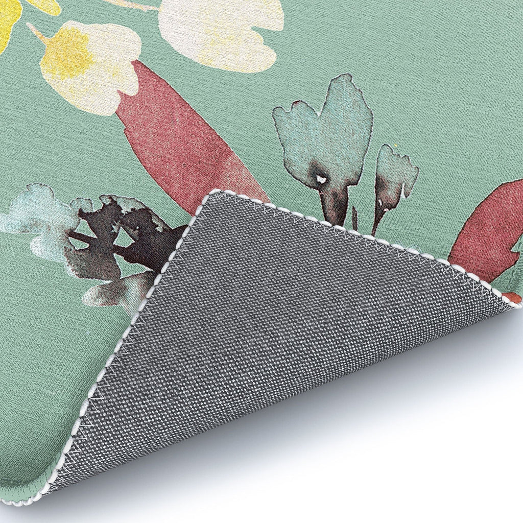Ninola Design Botanic Retreat Floral Oleander Whimsical Teal Green Area Rug