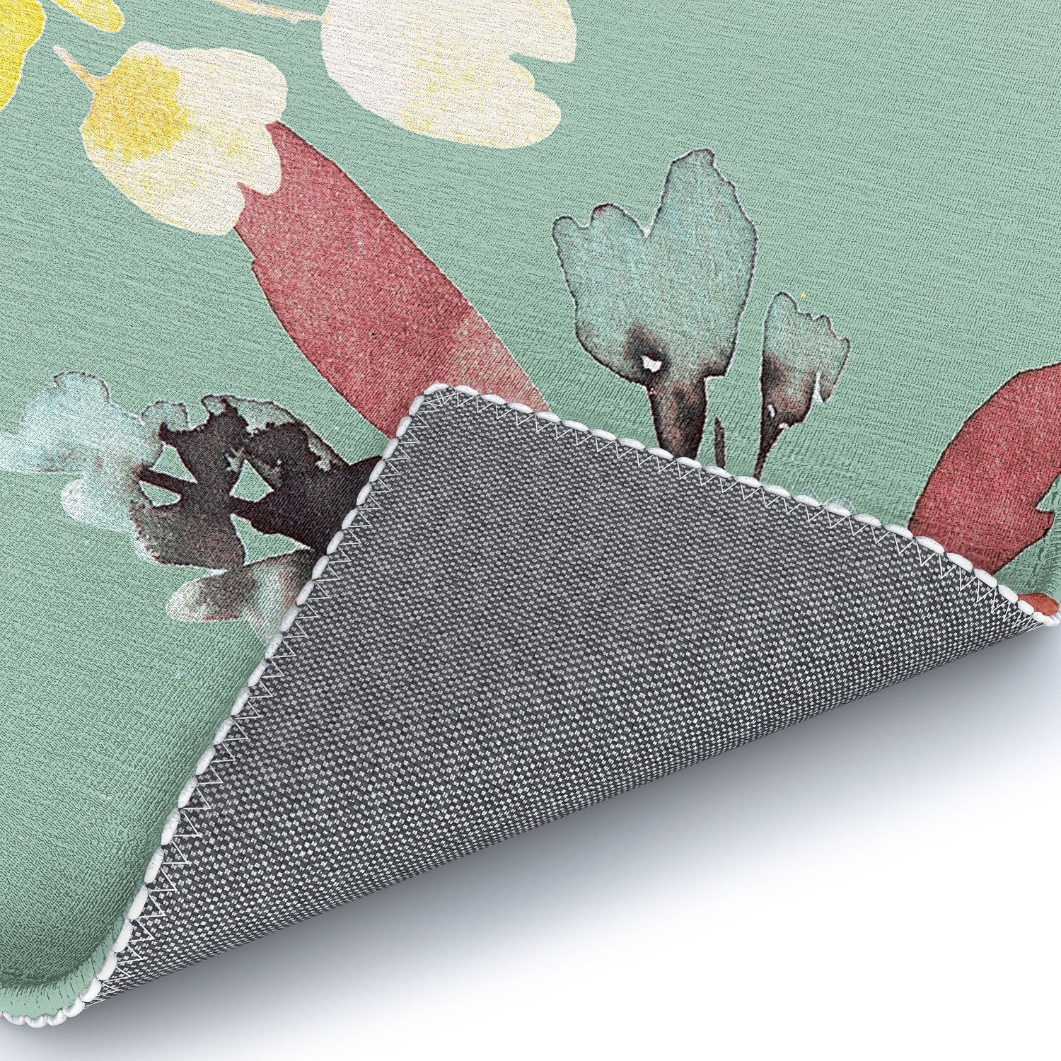 Ninola Design Botanic Retreat Floral Oleander Whimsical Teal Green Area Rug