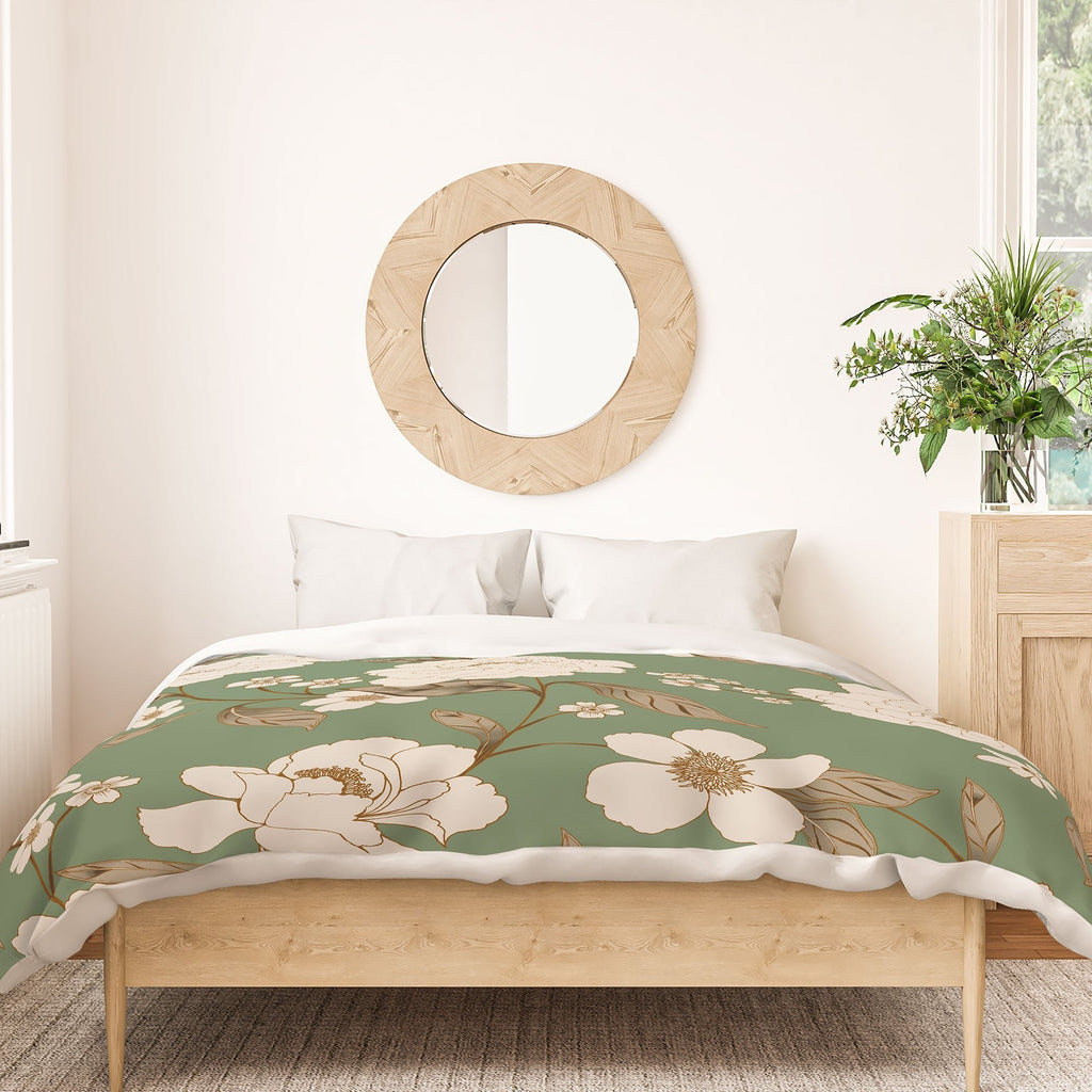 Gabriela Fuente Olive Floral Roberta Duvet Cover