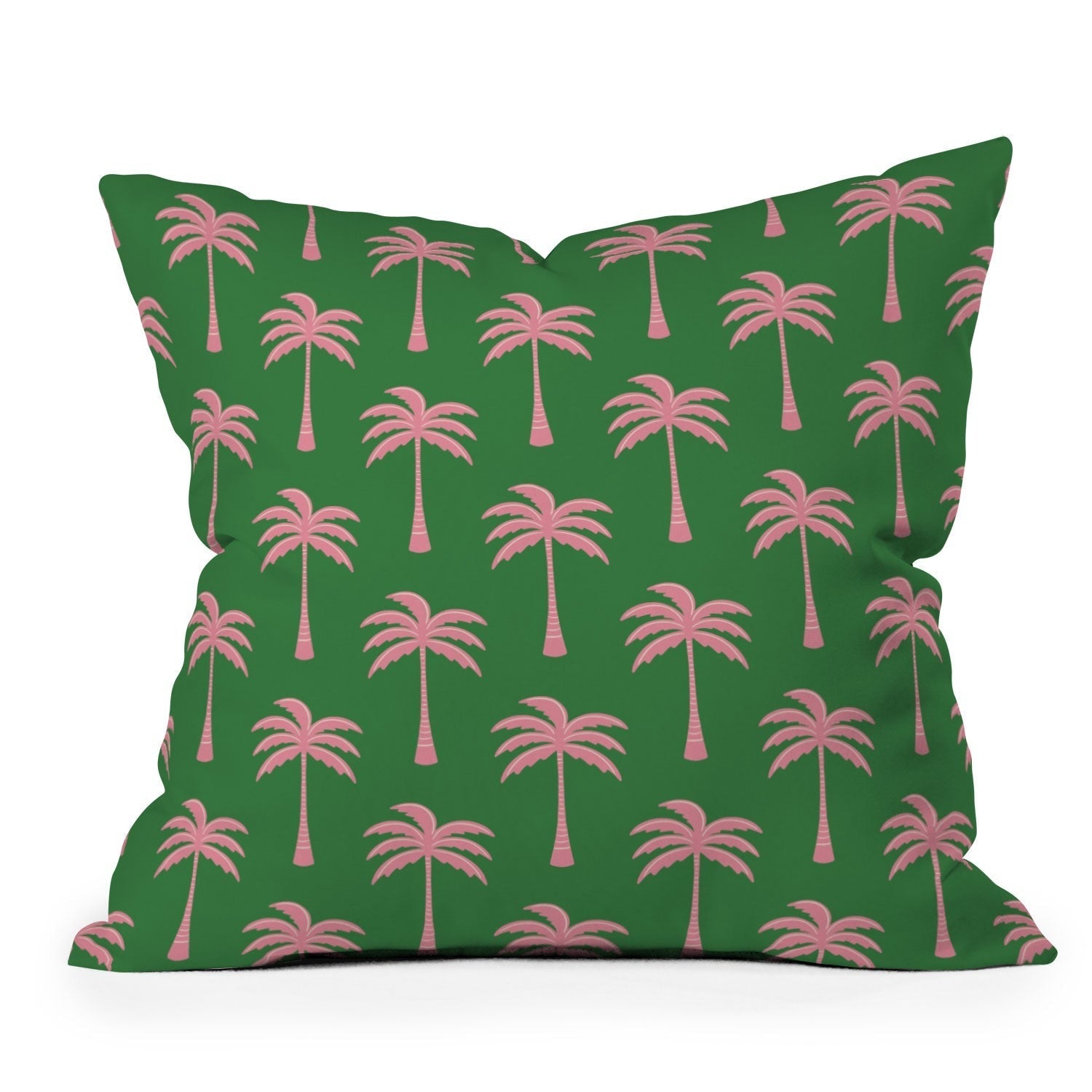 Design by Spark Pink Palm Tree Oasis Outdoor Throw Pillow